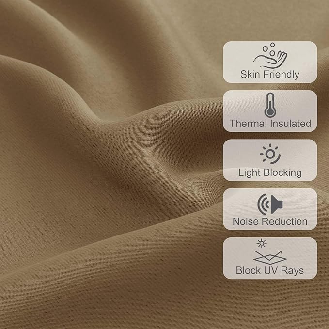 Chyhomenyc Taupe Blackout Valances for Windows, Short Window Valance Curtains for Living Room Bedroom Bathroom, Room Darkening Solid Privacy Small Kitchen Valances, 60Wx16L, 2 Pack