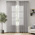 MIULEE 2 Panels Solid Color Sheer Window Curtains Elegant Window Voile Panels/Drapes/Treatment for Bedroom Living Room (54X108 Inches Grey)
