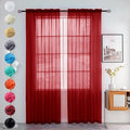 youleyar Solid Sheer Rod Pocket Curtain Voile Draperies 2 Panels White Beige Black Grey Ivory 52 Inch Width 84 Inch Long 1 Pair for Kitchen Bedroom Children Living Room Yard (Christmas Red,52Wｘ84L)