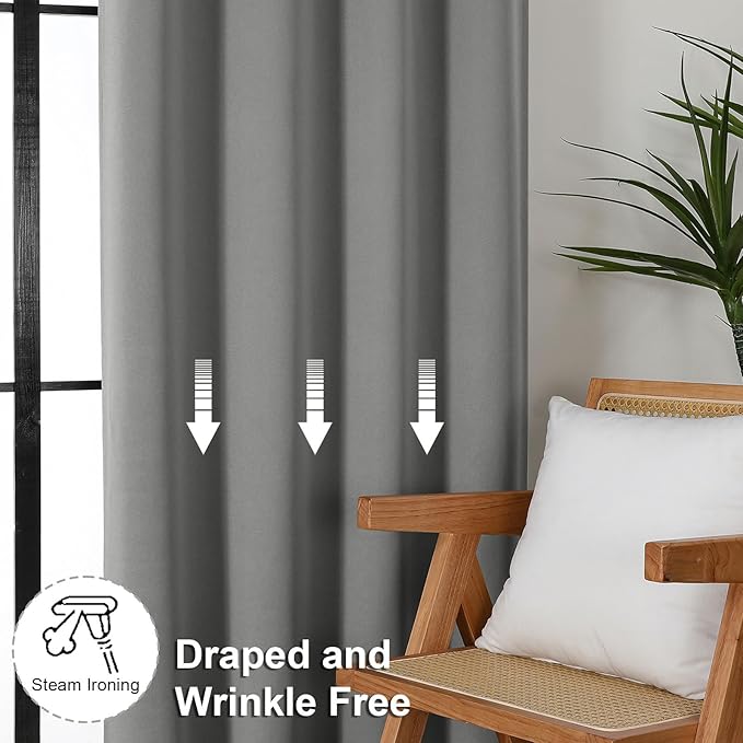 Simplebrand Ava Light Grey Blackout Curtains for Bedroom, 78 Inch Length, 2 Panels Set, Privacy Thermal Insulated Rod Pocket Window Curtains for Patio, French Door, W40 x L78 Inch