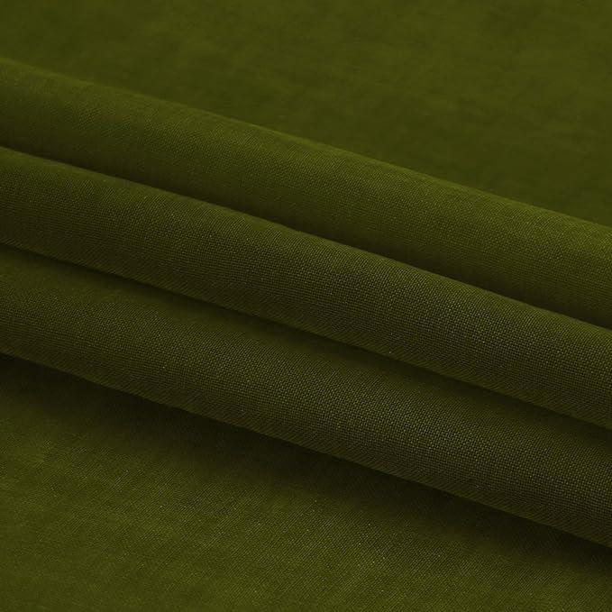 DWCN Olive Green Sheer Curtains Semi Transparent Voile Rod Pocket Curtains for Bedroom and Living Room, 42 x 84 inches Long, Set of 2 Panels