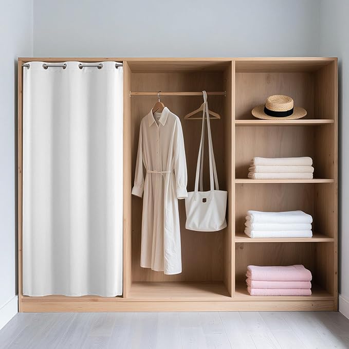 Joydeco Blackout Door Curtain for Doorway Privacy 108 Inches Long, Grommet Closet Curtain for Open Closet, Room Divider for Bedroom Living Room (Pure White 52Wx108L, 1 Panel)