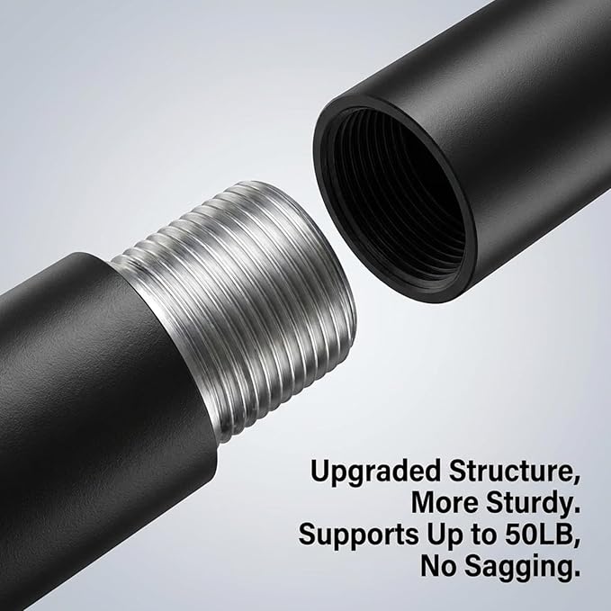 IFELS Heavy Duty Curtain Rods for Windows 48 to 84 Inch, 1 Inch Adjustable Black Curtain Rod with Easy Installation and Modern Design (A1,Black,30-90")