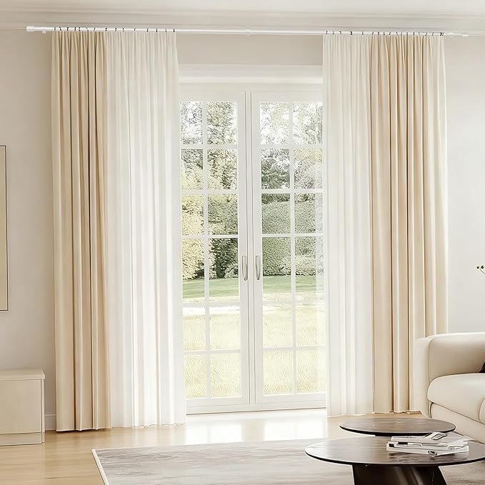 5/8” Diameter Curtain Rods 30-120 Inch, for 30-114 Inch Windows, Adjustable Splicing White Curtain Rods for Windows with Brackets, Window Rod Long Small Curtains Rod