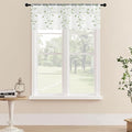MRTREES Sheer Voile Curtain Valances 2 Panels, Sage Green Leaves Embroidered Valance Curtains 54x16 Inches, Rod Pocket Small Sheer Window Valance for Bedroom/Living Room/Kitchen(Greyish Green Leaves)