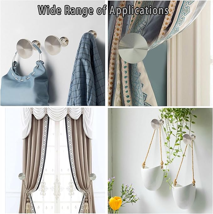 Curtain Tiebacks 2 Pack Wall Mounted Zinc Alloy Tiebacks with Screws, Stylish Silver Holders for Home Office Decor