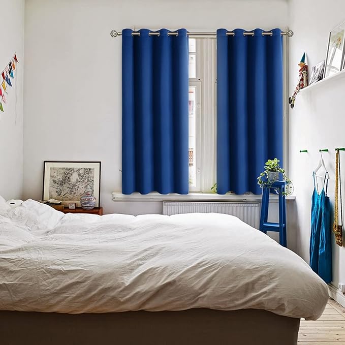 BGment Blackout Curtains for Bedroom - Grommet Thermal Insulated Room Darkening Curtains for Living Room, 46 x 54 Inch, 2 Panels, Royal Blue