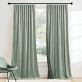 RYB HOME Mint Green Velvet Curtains 90 inches Long, Room Darkening, Floor-Length, Coastal Style Velvet Drapes with Hook Belt for Nursery Living Room Office, 52" W x L90 L, Auqa