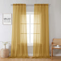 Lecloud Gold Sheer Curtains 96 Inches Long 2 Panels, Breathable Solid Voile Light Filtering Curtain, Lightweight Home Decor Drapes with Rod Pocket for Bedroom Dining Room, Each 42" W x 96" L
