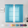 Lecloud Turquoise Sheer Curtains 54 Inch Length 2 Panels, Light Filtering Voile Curtain Drapes for Kitchen Bedroom Small Windows, Dual Rod Pocket Living Room Sheer Curtains, 40 W x 54 L Inches