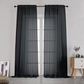 Simplebrand Black Sheer Curtains 108 Inches Long, Extra Long Rod Pocket Solid Color Window Sheer Curtain Panels, Elegant Curtains & Drapes for Living Room, Bedroom 2 Panels (Black, 42" W x 108" L)