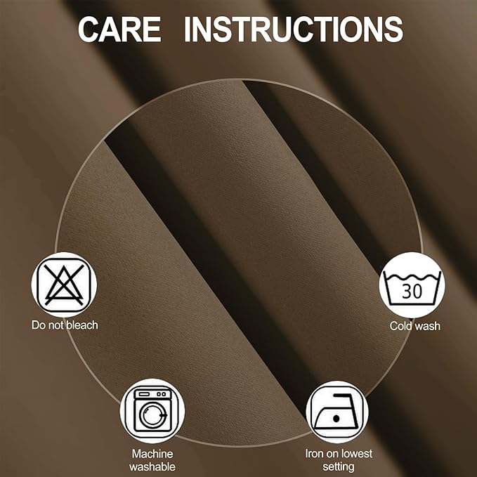 LEMOMO Brown Thermal Blackout Curtains/42 x 95 Inch/Set of 2 Panels Room Darkening Curtains for Bedroom