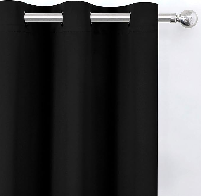 LEMOMO Blackout Curtains 52 x 84 inches Long Black Curtains Set of 2 Panels Thermal Insulated Room Darkening Curtains for Bedroom