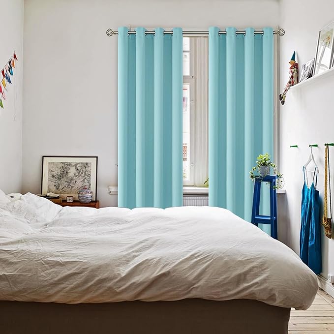 BGment Blackout Curtains - Grommet Thermal Insulated Room Darkening Bedroom and Living Room Curtains, Set of 2 Panels (55 x 96 Inch, Baby Blue)
