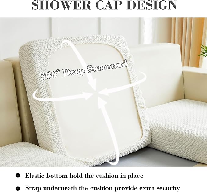 Sofa Covers Couch Covers for Sofa Pet Friendly Couch Cushion Covers Universal Sofa Covers Washable Stretch Slipcovers for Sectional Sofa (Texture Ivory White,Extra Large Single Seat Cover)