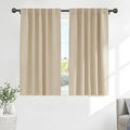 PONY DANCE Short Beige Blackout Curtains for Kitchen Over Sink, Window Drapes Small Soft Rod Pocket Draperies/Window Treatments for Nursery Bedroom, W 42 x L 45 Inches, Biscotti Beige, 2 Panels
