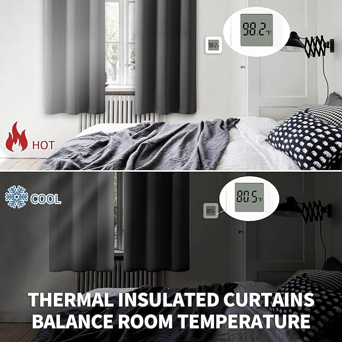 BGment Blackout Curtains - Grommet Thermal Insulated Room Darkening Bedroom and Living Room Curtains, Set of 2 Panels (52 x 108 Inch, Dark Grey)