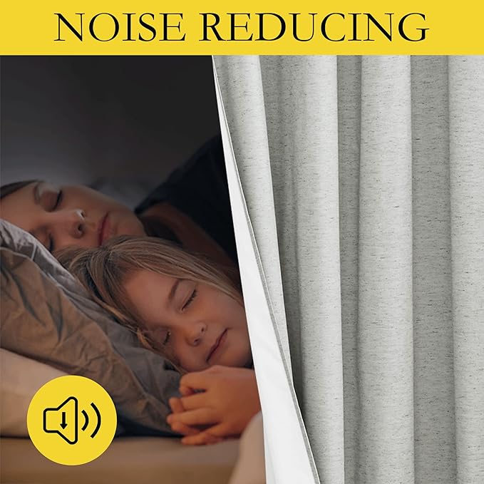 NICETOWN Grey Complete 100% Blackout Curtain Set for Cafe, 52W x 48L, 2 Pcs, Thermal Insulated & Energy Efficiency Cold Blocking Window Full Shading Panels for Shift Worker and Light Sleepers