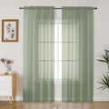 Gwine Sage Green Sheer Curtains 96 Inches Long 2 Panels, Elegant Window Treatments Voile Curtains for Living Room, Light Filtering Rod Pocket Sheer Drapes, Each 42" Wx96 L