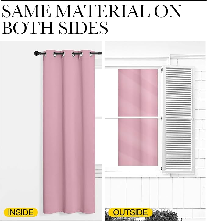 NICETOWN Blackout Curtain Panels for Bedroom, 2 Panels, W42 x L60 inches, Rouge Pink, Thermal Insulated Grommet Top Blackout Draperies and Drapes