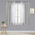DWCN Grey Sheer Curtains Semi Transparent Voile Rod Pocket Curtains for Bedroom and Living Room, 42 x 45 inches Long, Set of 2 Panels