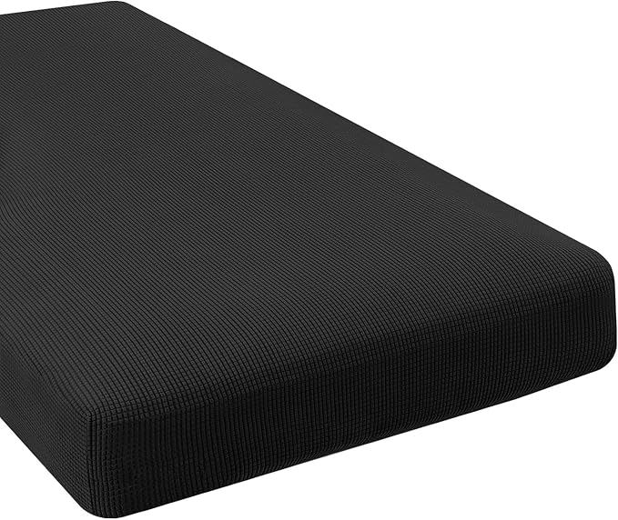 H.VERSAILTEX Super Stretch Individual Chaise Cover Sectional Couch Covers for L Shaped Sofa Both Left/Right Featuring Thick Jacquard Textured Twill Fabric (1 Piece Chaise Cover, Black)