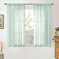 BGment Light Green Linen Semi Sheer Curtains 45 Inch Length - Short Drapes Lightweight Boho Rustic for Living Room Spring Decor with Rod Pocket, 2 Panels Set, 42 X 45 Inch
