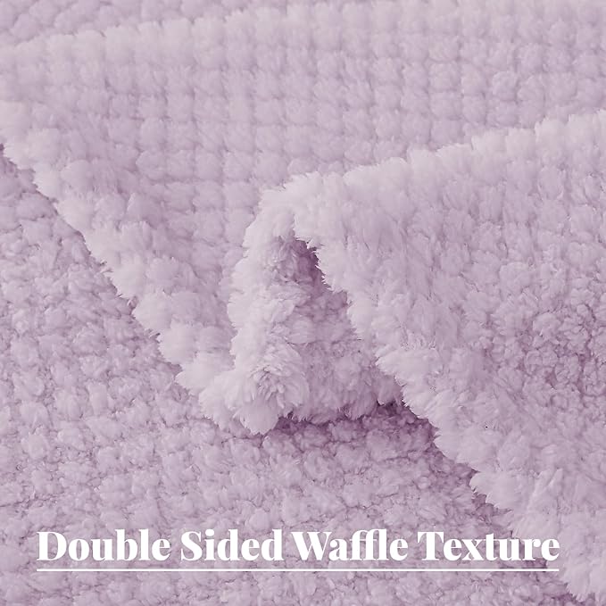 Whale Flotilla Twin Size Fuzzy Fleece Blanket for Bed, 60x80 Inch Fluffy Warm Soft Jacquard Blankets for All Season, Lightweight and Cozy, Lilac