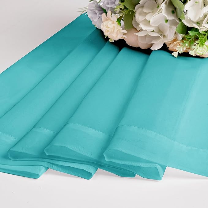 Chyhomenyc Turquoise Sheer Curtains 120 Inches Long - Light Filtering Voile Extra Long Panel Drapes for Floor to Ceiling Window, Elegant Soft Living Room Curtains, Each 42Wx120L Inch, 10FT, 2 Panels