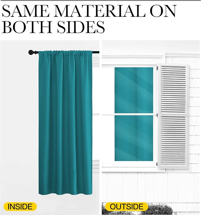 NICETOWN 2 Panels Blackout Curtains, Rod Pocket Thermal Insulated Drapes 84 inches Long, Easy-Care Modern Home Decoration Sunshades for Guest Room, Living Room, Office, 62 x 84 Inch, Peacock Blue