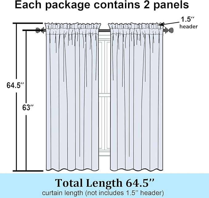 Simplebrand Gold Semi Sheer Curtains 63 Inch Length 2 Panels, Light Filtering Geometric Jacquard Clip Textured Short Sheer Curtains for Bedroom，Modern Elegant Window Curtains Drapes，42x63 inch