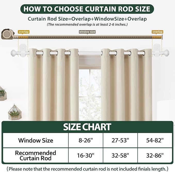 KAMANINA Curtain Rods No Drilling for Windows 16 to 30 Inches, 5/8 Inch Small Curtain Rod for Door Screwless with Adhesive Brackets without Drilling, White