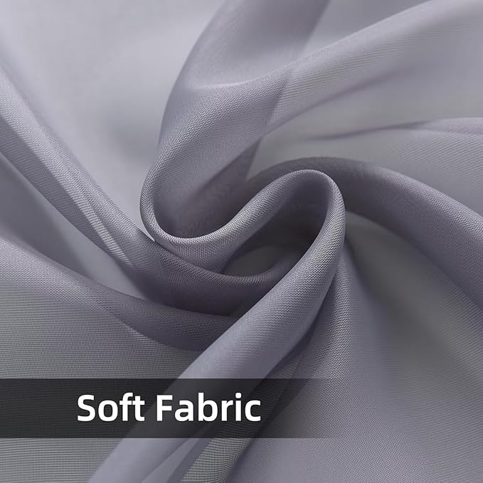 youleyar Solid Sheer Rod Pocket Curtain Voile Draperies 2 Panels White Beige Black Ivory Grey 26 Inch Width 24 Inch Long 1 Pair for Kitchen Bedroom Children Living Room Yard(Grey,26W x 24L)