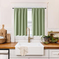 RYB HOME 100% Blackout Short Curtains for Small Window, Thermal Insulated Total Room Darkening Noise Reducing Curtains for Kitchen Bathroom Basement, 42 inches Wide by 45 inches Long, Sage Green