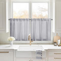 HOMEIDEAS Non-See-Through Light Grey Privacy Sheer Kitchen Curtains, 30 X 24 Inches Long 2 Panels Sheer Curtains Light Filtering Bathroom Window Drapes for Bedroom Living Room