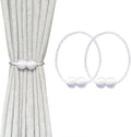 Melaluxe 2 Pack Magnetic Curtain Tiebacks, Decorative Curtain Holdbacks for Window Décor (White)