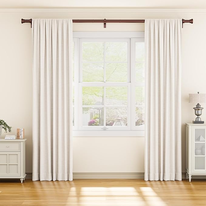 YaFex Curtain Rods 2 Pack 32-118 Inch, Heavy Duty 1 Inch Curtain Rod, Bronze Long Adjustable Window Treatment Rods,Modern Design, Easy Installation