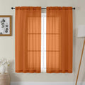 Gwine Burnt Orange Sheer Curtains 63 Inch Length for Living Room 2 Panels, Light Filtering Elegant Fall Window Curtain Treatment Drapes for Bedroom, Each 42 Wx63 L, Burnt Orange