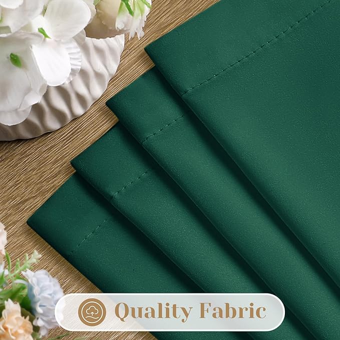 HOMEIDEAS Christmas Non-See-Through Hunter Green Privacy Sheer Curtains, 52 X 63 Inches Long 2 Panels Sheer Curtains Light Filtering Window Drapes for Bedroom Living Room