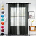 youleyar Solid Sheer Rod Pocket Curtain Voile Draperies 2 Panels White Beige Black Grey Coffee 70 Inch Width 84 Inch Long 1 Pair for Kitchen Bedroom Children Living Room Yard(Black,70Wｘ84L)