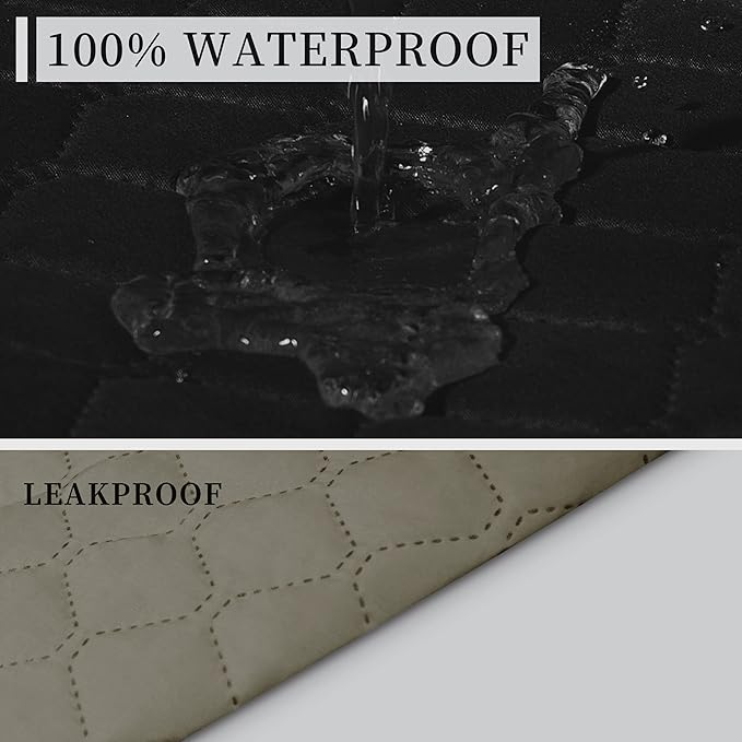 ISSUNTEX Double Protection 100% Waterproof Loveseat Sofa Covers for Living Room, Couch Covers for 2 Cushion Couch Sofa, Reversible Furniture Protector Sofa Cover for Dogs (Loveseat, Black/Beige)