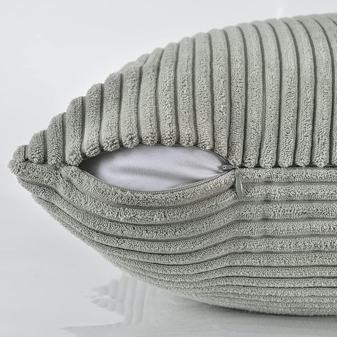 Fancy Homi 2 Packs Grey Samll Decorative Throw Pillow Covers 12x12 Inch with for Living Room Couch Bed, Rustic Farmhouse Boho Home Decor, Soft Corss Patchwork Corduroy Square Cushion Case 30x30 cm