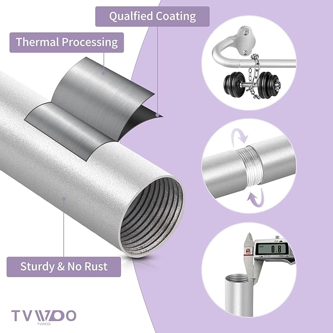 TVWOO Silver Wrap Around Curtain Rods 2Pack:Small Blackout Adjustable Window Curtain Rod for Bedroom Kitchen Apartment Renter Friendly,Room Darkening Curved Drapery Rods Easy Install,Nickel 48-90 Inch