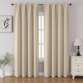CUCRAF Light Beige Blackout Curtains 108 inch Length 2 Panels Set, Rod Pocket Room Darkening Drapes for Bedroom Living Room, Insulated Thermal Light Blocking Window Curtain (W52 x L108 Inch)