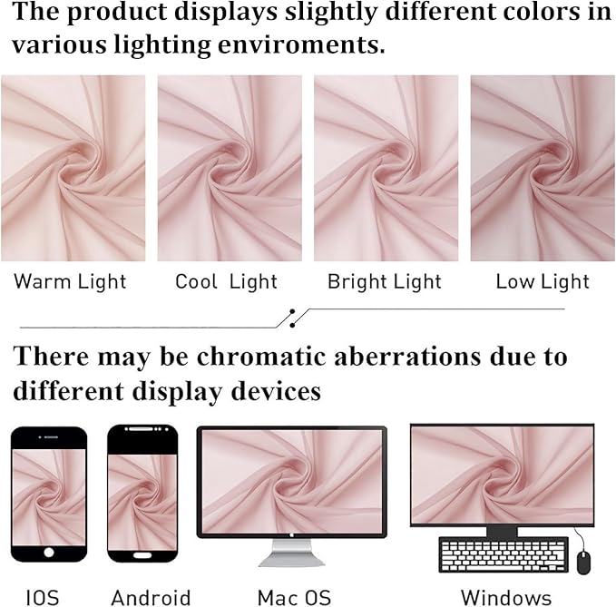 Lecloud Blush Pink Sheer Curtains 96 Inches Long 2 Panels, Modern Airy Voile Solid Curtains, Transparent Aesthetic Windows Decor Drape with Rod Pocket for Bedroom Living Room, Each 42" W x 96" L