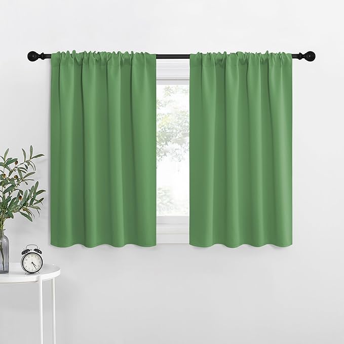 NICETOWN Blackout Curtains for RV Windows, Froest Green, 29" by 20", 2 Panels, Room Darkening Window Curtain Panels, Easy-Care Solid Thermal Insulated Draperies/Drapes for Daughter Room