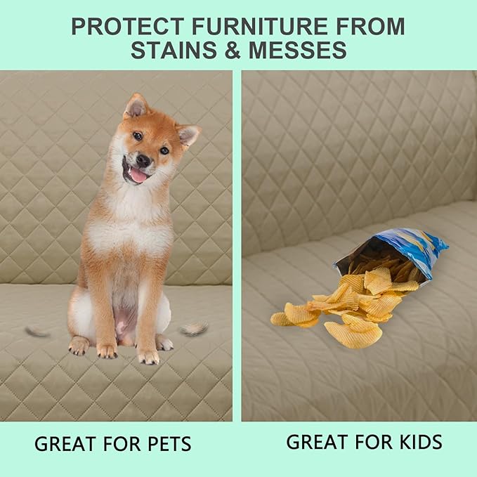 Recliner Chair Covers Reversible Sofa Cover Couch Cover for Pets Lazy Boy Furniture Protector(28''Recliner,Camel/Beige)