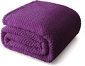 Whale Flotilla Queen Size Fuzzy Fleece Blanket for Bed, 90x90 Inch Fluffy Warm Soft Jacquard Blankets for All Season, Lightweight and Cozy, Purple