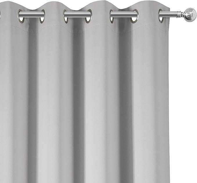 LEMOMO Blackout Curtains 52 x 108 inch/Light Grey Curtains Set of 2 Panels/Thermal Insulated Room Darkening Bedroom Curtains