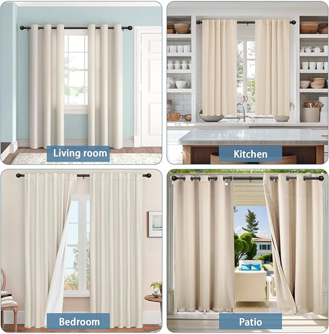Black Curtain Rods for Windows 48 to 84 or 88 Inches Max,2 Pack 5/8 Inch Diameter Stainless Steel Adjustable Heavy Duty Curtain Rod with Brackets, Easy Installation for Indoor and Outdoor